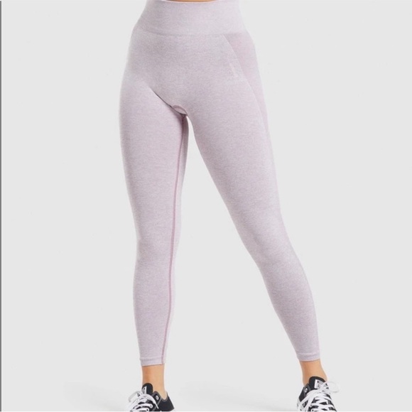 Gymshark Flex High Waisted Leggings - Mallow Purple Marl / Pebble Grey Size S - Picture 1 of 8